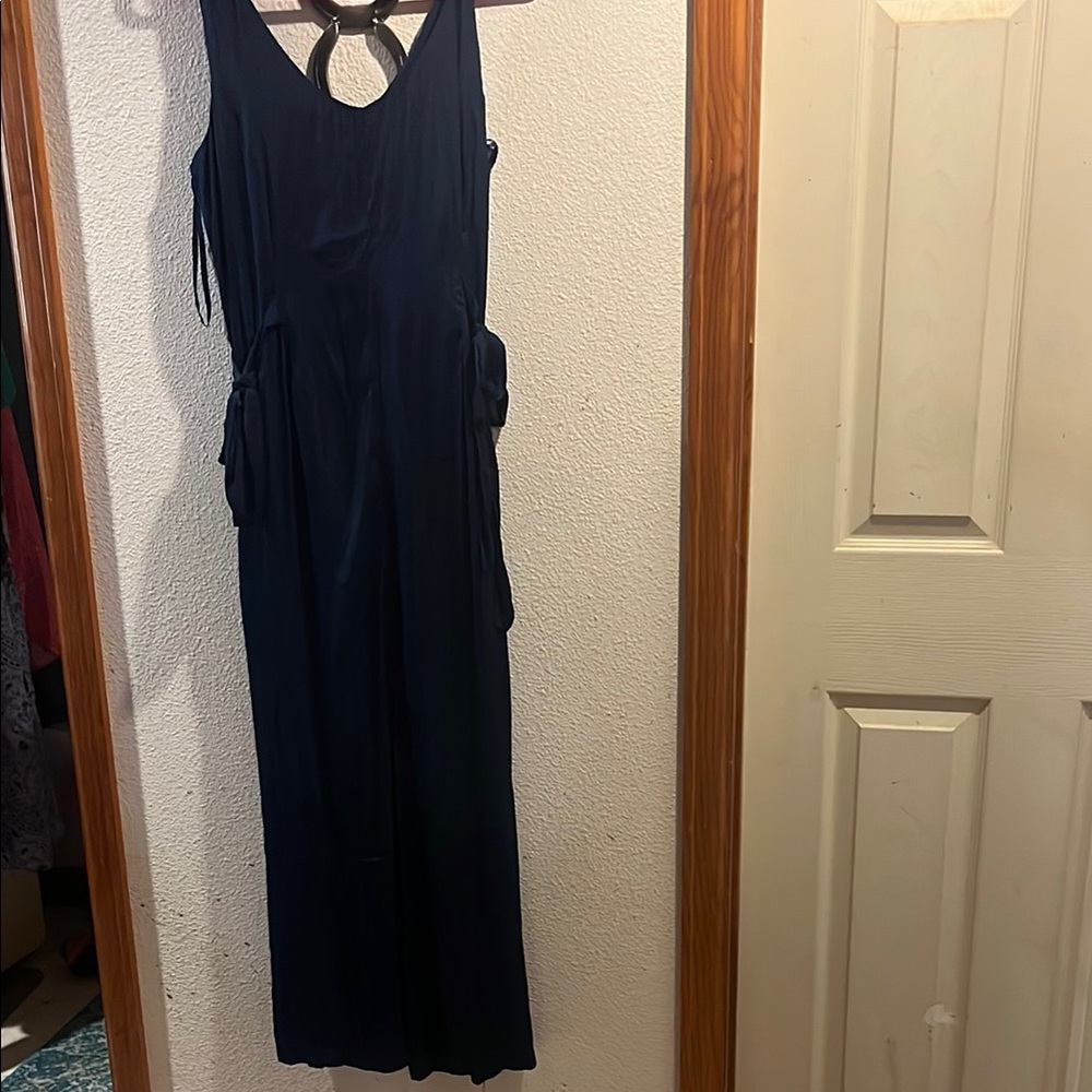 Naked Zebra Blue Sleeveless Halter Jumpsuit